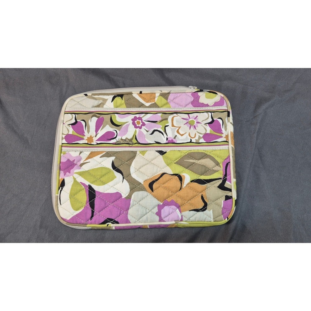 Vera Bradley Plum Petals Quilted Tablet Sleeve Case Floral Padded Zip Pouch